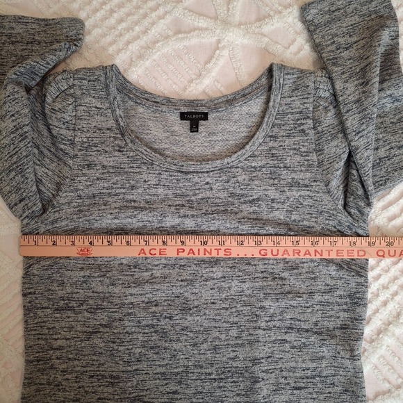 Talbots Women's Size Medium Shift Dress Gray Terry Flounce Hem 3/4 Sleeve Cotton - Picture 5 of 12